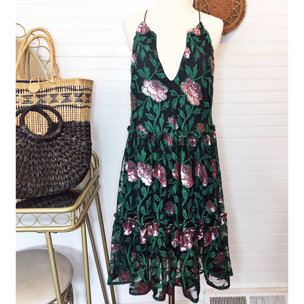 Belle Badgley Mischka Emerald Sequin Dress